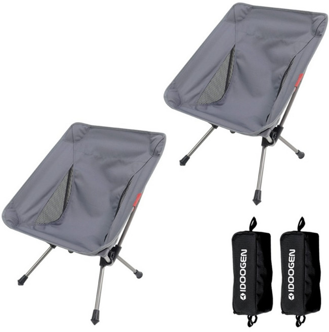아이두젠 초경량 알루미늄 캠핑 백패킹 접이식 낚시 의자 미니, 그레이, 2개
