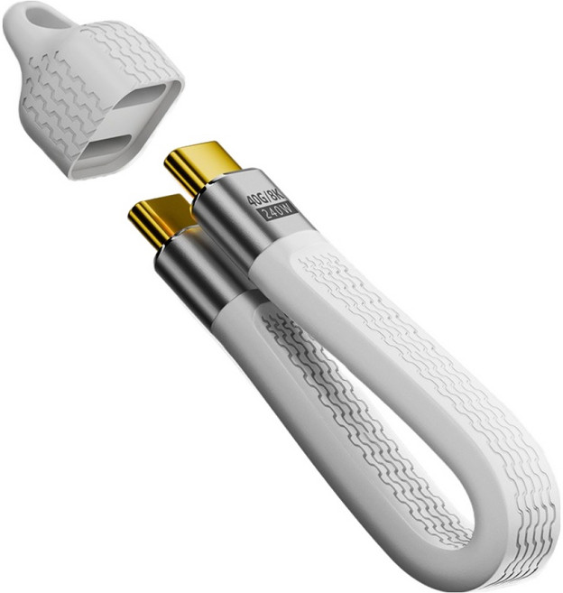 YTEK PD 240W 40Gbps 8K 영상 USB4 v2.0 C타입 평면 열쇠고리형 케이블 화이트 YT-CCG4K-14W, 1개, 13.7cm