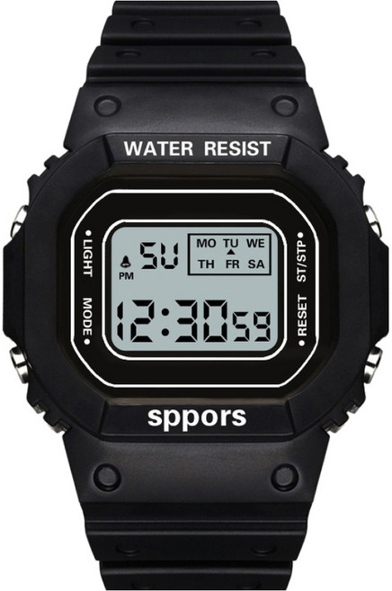 소요상회 학생 군인 스퀘어 심플 스포츠 시계, 블랙, 1개