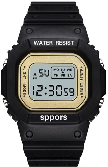 소요상회 학생 군인 스퀘어 심플 스포츠 시계, 블랙골드, 1개