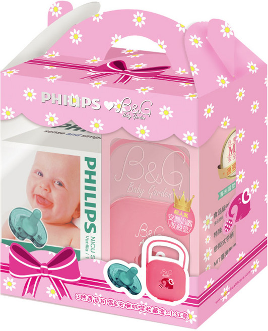 PHILIPS 飛利浦 香草奶嘴小禮盒 Baby Garden聯名款, 大於34週新生兒, 粉色, 1盒