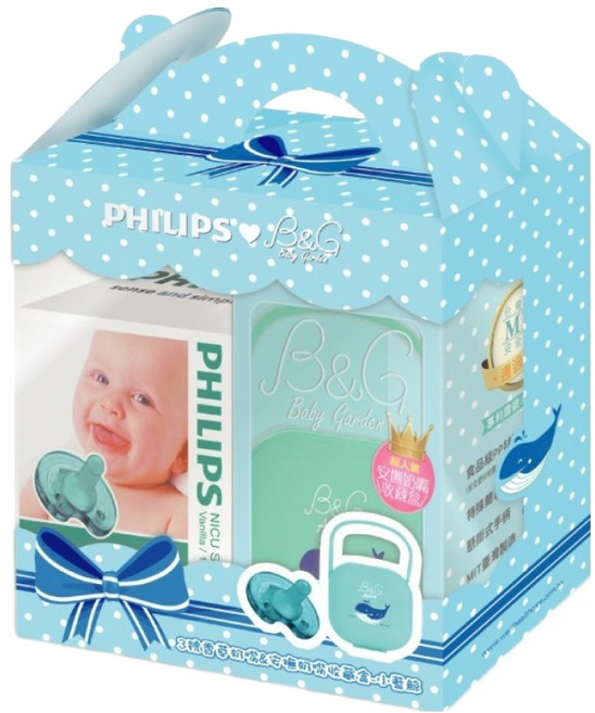 PHILIPS 飛利浦 香草奶嘴小禮盒 Baby Garden聯名款, 大於34週新生兒, 藍色, 1盒