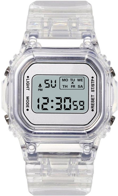 소요상회 스퀘어 학생 스포츠 시계, 화이트, 1개