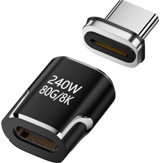 YTEK 240W 80Gbps 8K 영상 지원 USB4 v2.0 C타입 마그네틱 젠더 블랙, 1개, YT-CG4M-01