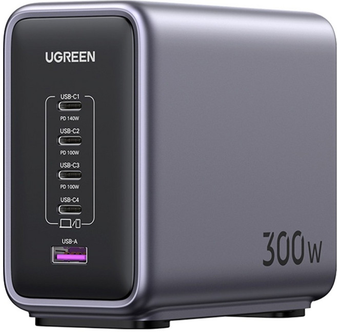 UGREEN 綠聯 300W 5埠 GaN PPS Type-C USB 充電器 PD多功能 快速充電器 CD333, 1個, 混合色