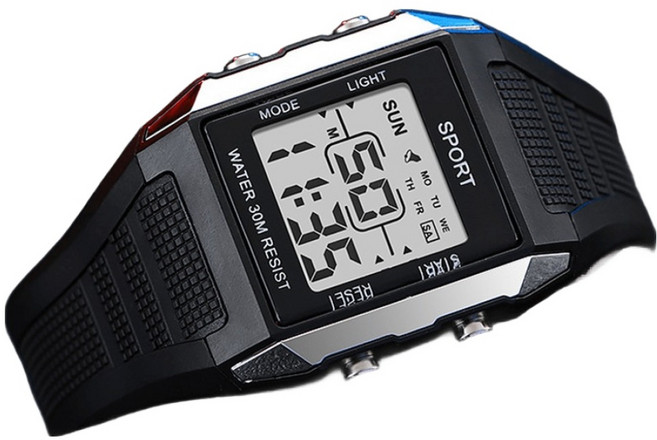 소요상회 학생 군인 스퀘어 아웃도어 방수 스포츠 시계, 실버, 1개