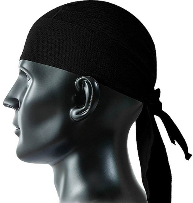 그래다다 땀흡수 검도 수건 두건, 블랙, 1개