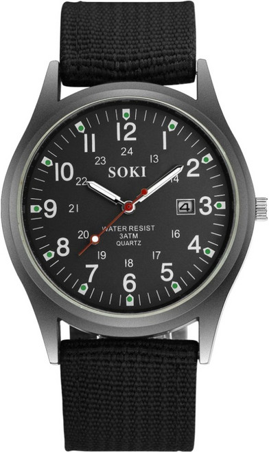 Soyo 商會 休閒軍事風運動手錶, 黑色, 1個