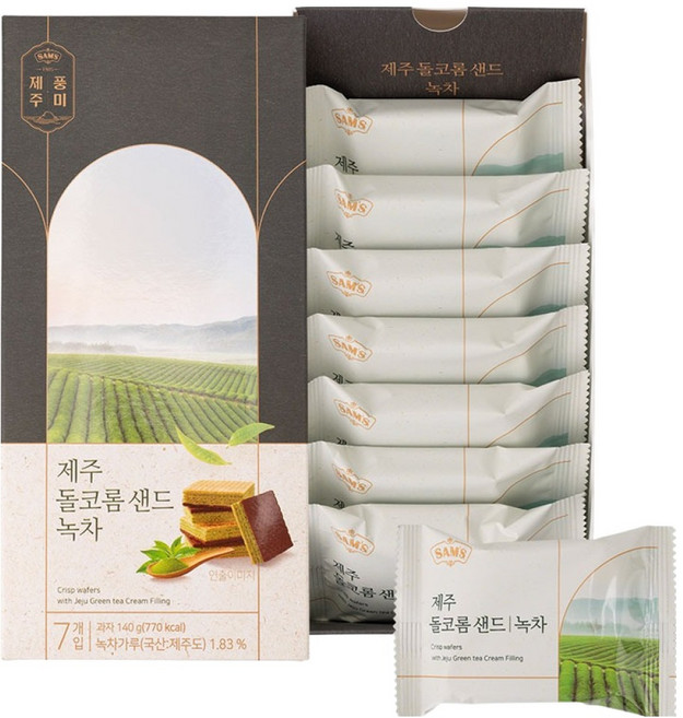 제주 돌코롬 샌드 녹차, 140g, 1개
