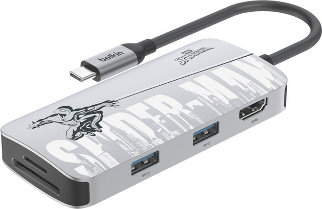 벨킨 C타입 USB 5in1 멀티 포트 허브 어댑터 AVC007qcMVV2-DY, 마블 스파이더맨, 1개