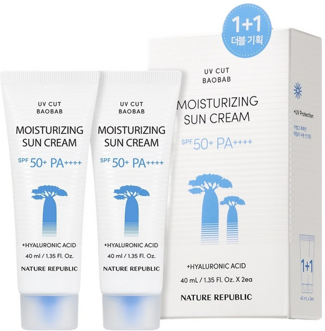 네이처리퍼블릭 유브이컷 바오밥 수분 선크림 SPF50+ PA++++, 40ml, 2개