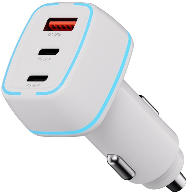 뉴클 PD 50W 3포트 차량용 시거잭 C타입 USB타입 고속 충전기, NCCC-2C1U-11-TD, 화이트