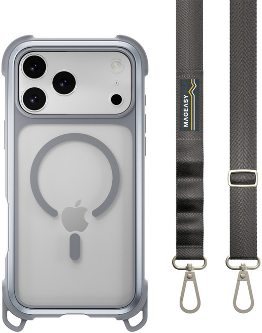 MAGEASY Odyssey Strap M 手機防摔殼 掛繩手機殼 iPhone 17 Pro Max 磁吸 超軍規 迷霧/高冷灰