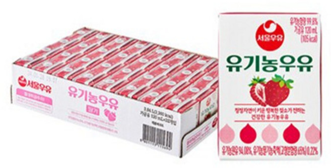 서울우유 유기농우유 딸기, 120ml, 32개