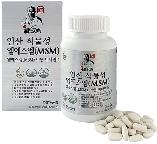 인산죽염 식물성 엠에스엠 무릎 관절 영양제, 360정, 1개