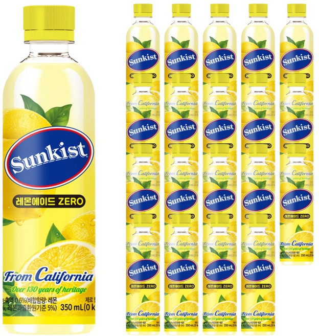 썬키스트 레몬에이드 제로, 350ml, 20개