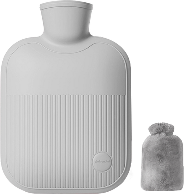 해피앤굿 따듯함 보온물주머니 그레이 베이직 S 500ml + 래빗커버 세트, 1세트