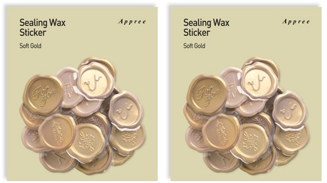 어프리 실링 왁스 스티커, 2개, 소프트 골드