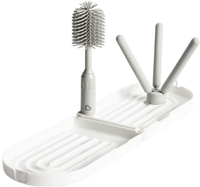 먼치킨 휴대용 젖병건조대 + 세척솔 세트, 혼합색상, 브러시 2종 + 건조대겸용보관함