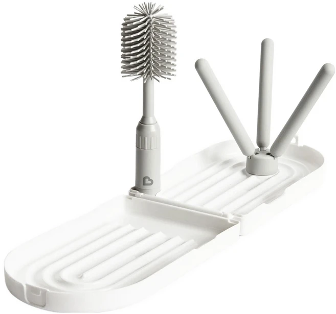 먼치킨 휴대용 젖병건조대 + 세척솔 세트, 혼합색상, 브러시 2종 + 건조대겸용보관함 - 쿠팡