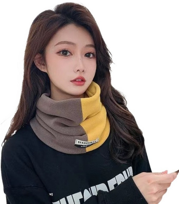 티루마 포근한 편안한 방한 넥워머, 옐로우 + 브라운, 2개