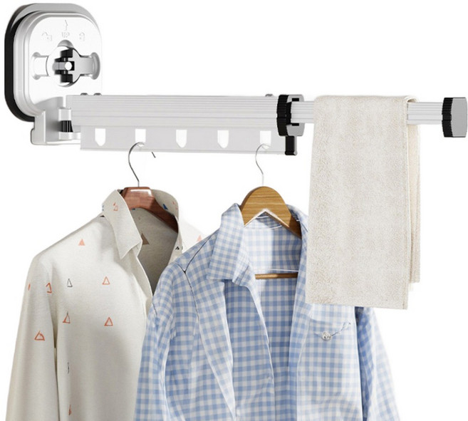 리예 무타공 흡착식 빨래 걸이 건조대 1단, 화이트