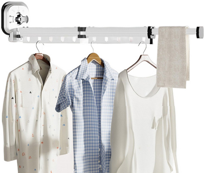 리예 무타공 흡착식 빨래 걸이 건조대 2단, 화이트