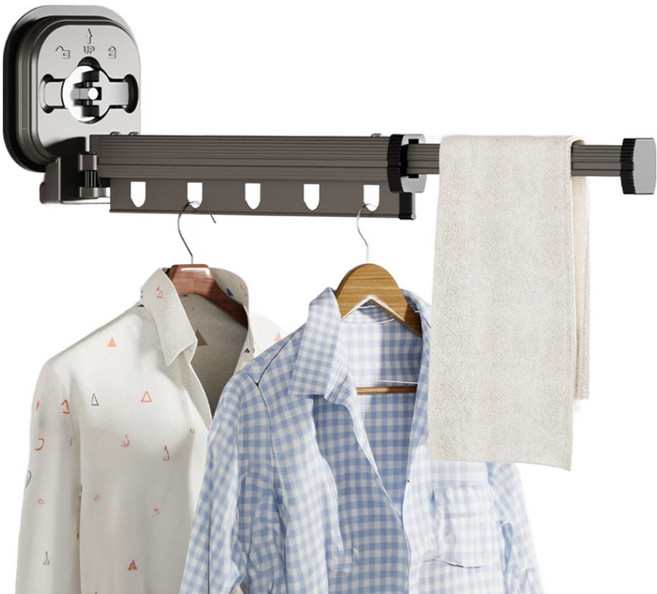 리예 무타공 흡착식 빨래 걸이 건조대 1단, 블랙