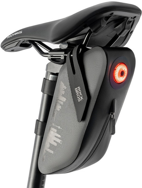 락브로스 자전거 일체형 후미등 안장가방 AS-078-1, 블랙, 1개