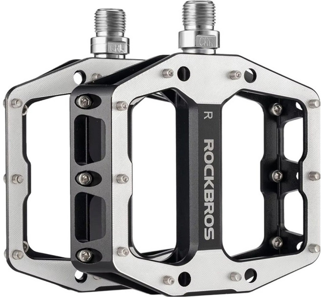 ROCKBROS 洛克兄弟 M8鋁合金大版面踏板, 腳踏車, 銀黑色