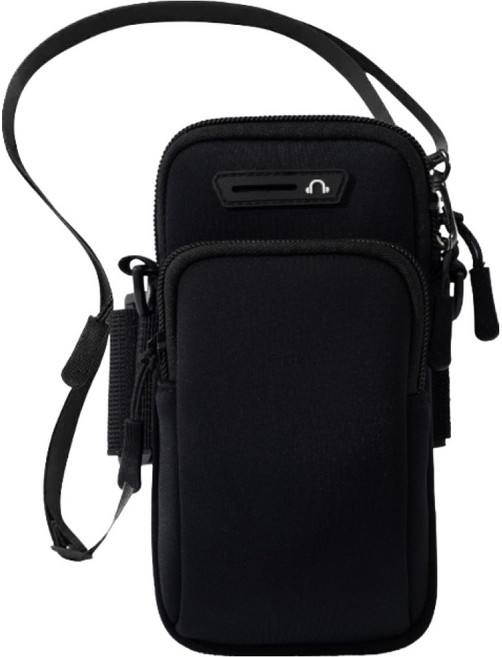 Parajuni 運動跑步手機斜背兩用包 HJ0582, 黑色, 1個