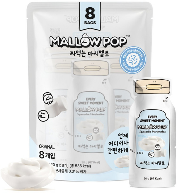 멜로팝 짜먹는 마시멜로 8p, 160g, 1개