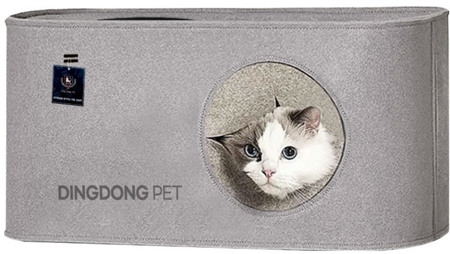 딩동펫 고양이 직사각 숨숨집 캣하우스, 그레이, 1개
