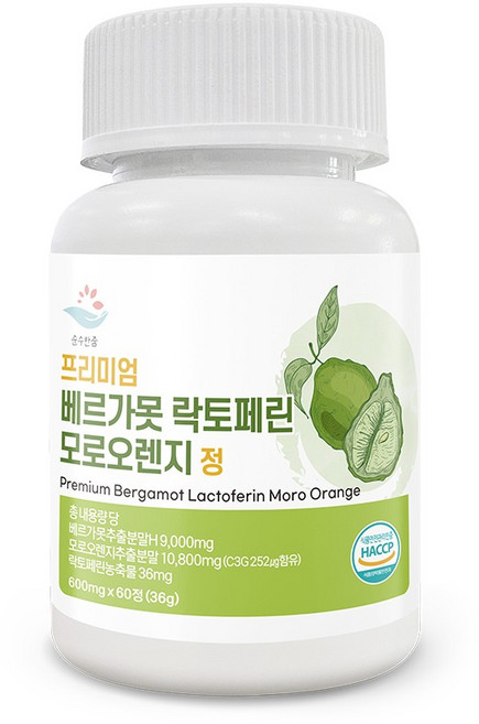 순수한줌 프리미엄 베르가못 락토페린 모로오렌지 정 36g, 1개, 60정