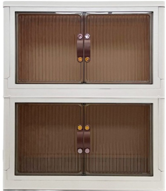 청소앤 이동식 폴딩수납장 2단 적층형 폴딩박스, 아이보리, 1개