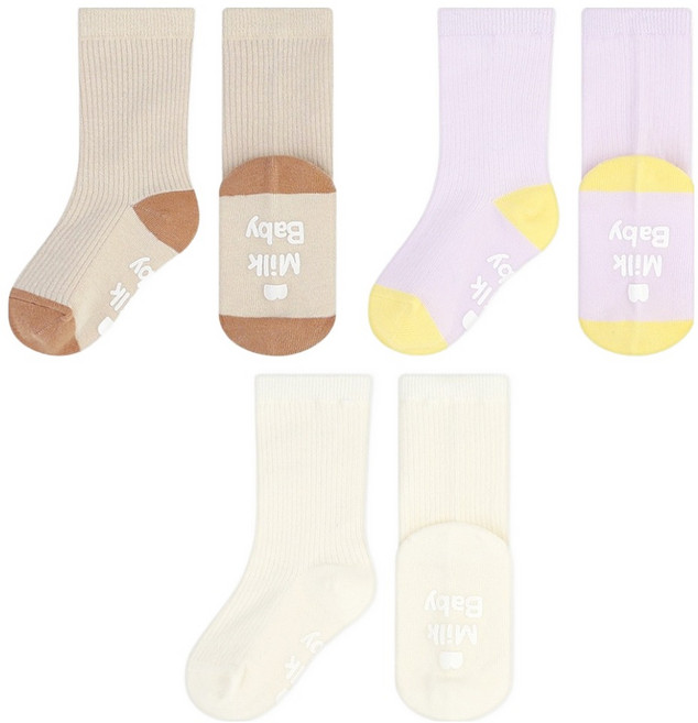 MilkBaby 유아용 뽀송골지 양말 3족 세트