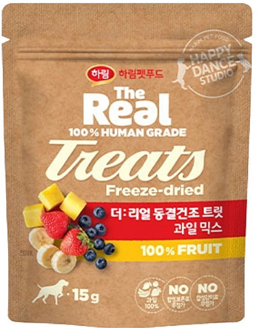 하림펫푸드 강아지 더리얼 동결건조 트릿, 과일 믹스, 15g, 1개 - 쿠팡