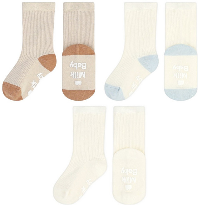 MilkBaby 유아용 뽀송골지 양말 3족 세트