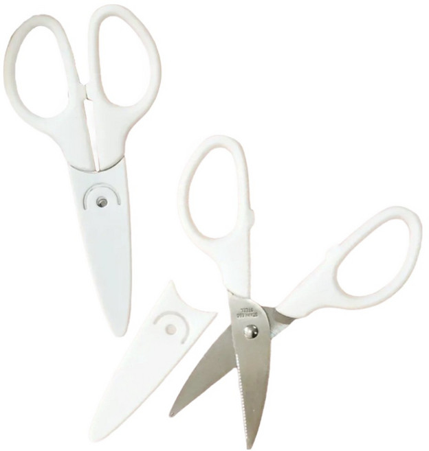 휴대용 안전캡 가위, 화이트, 2개