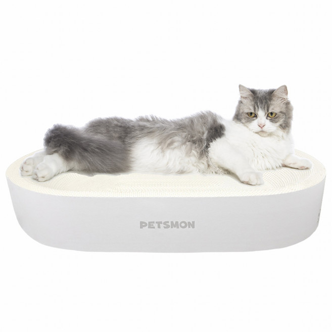 펫츠몬 흔들림 없는 눕기편한 B골 타원형 스크래쳐, 크라프트 화이트, 1개