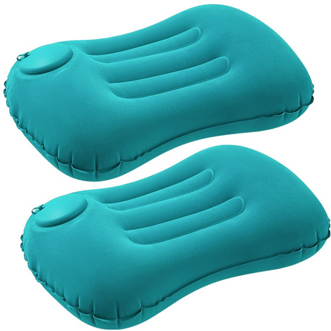 더쎈 휴대용 여행용 에어 펌프 허리 쿠션, 민트, 2개