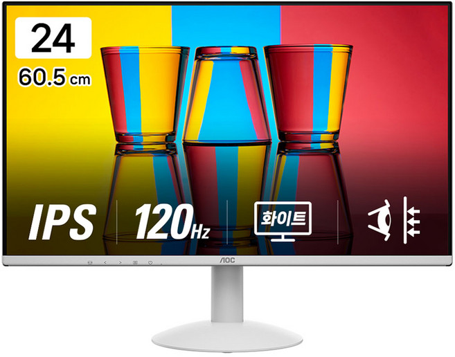 AOC 알파스캔 AOC 보더리스 IPS 120 무결점 모니터 화이트, 60.5cm, 24B30H3/BW