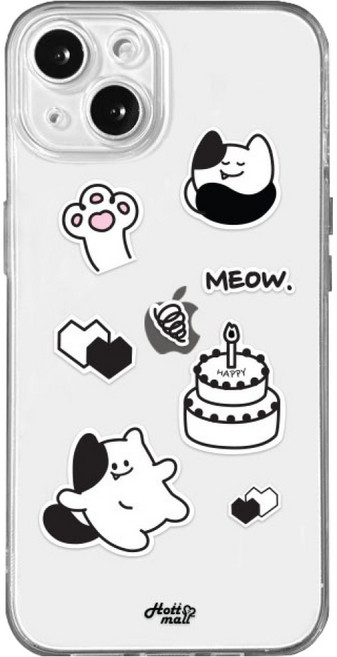 Hot T-Mall MEOW Sticker Nyang 透明果凍手機殼