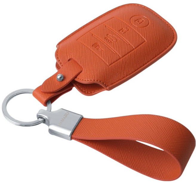 카마루 기아 호환 가죽 키홀더, 선셋오렌지 + 실버, 기아 A