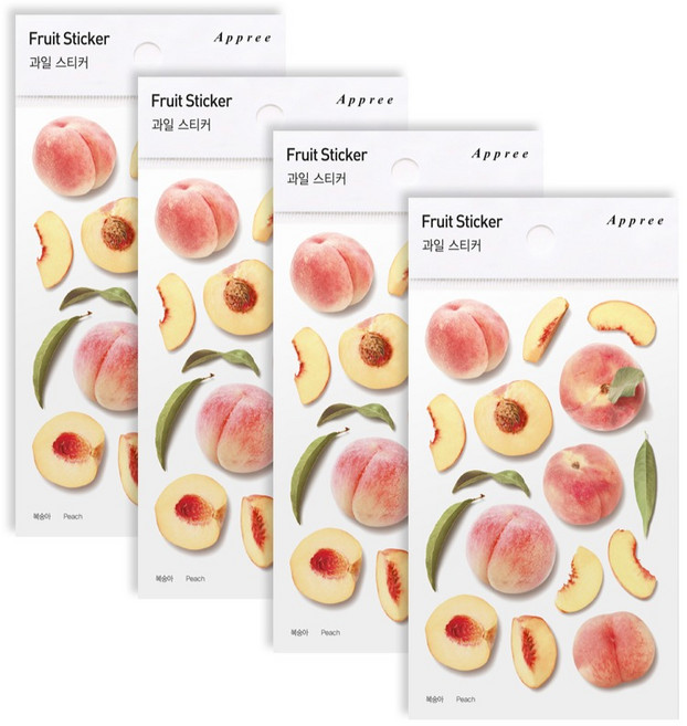 어프리 과일 스티커, 4개, 복숭아