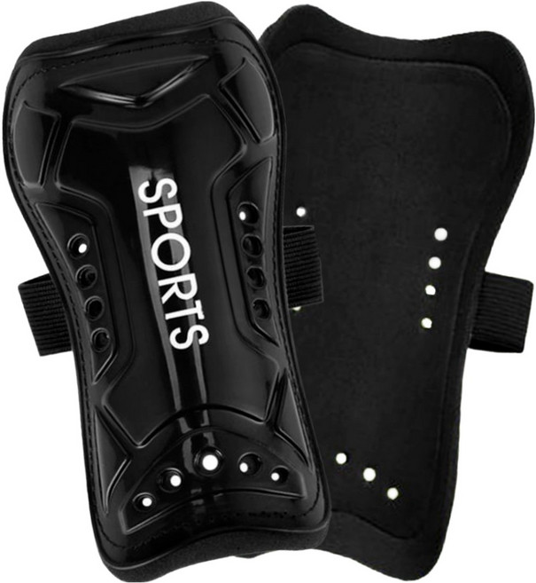 HNEX 스트랩 신가드 축구 풋살 정강이보호대 양쪽착용 세트, 블랙, 1세트