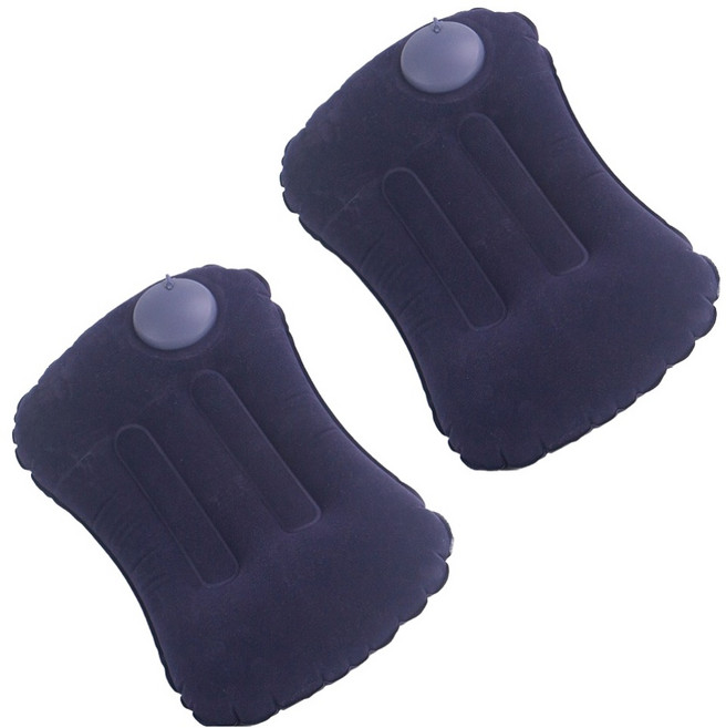 더쎈 휴대용 여행용 에어 펌프 허리 쿠션, 네이비, 2개