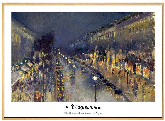 菠蘿選畫所 畢沙羅 夜晚的蒙馬特大道 留白版 AVAR4676D, 木色
