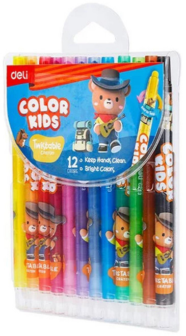 deLi 得力 COLOR KIDS 旋轉蠟筆 EC223-12, 12色, 1組