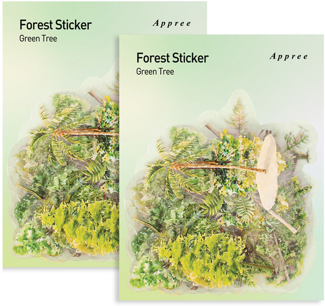 어프리 포레스트 스티커, 초록빛 나무, 2개